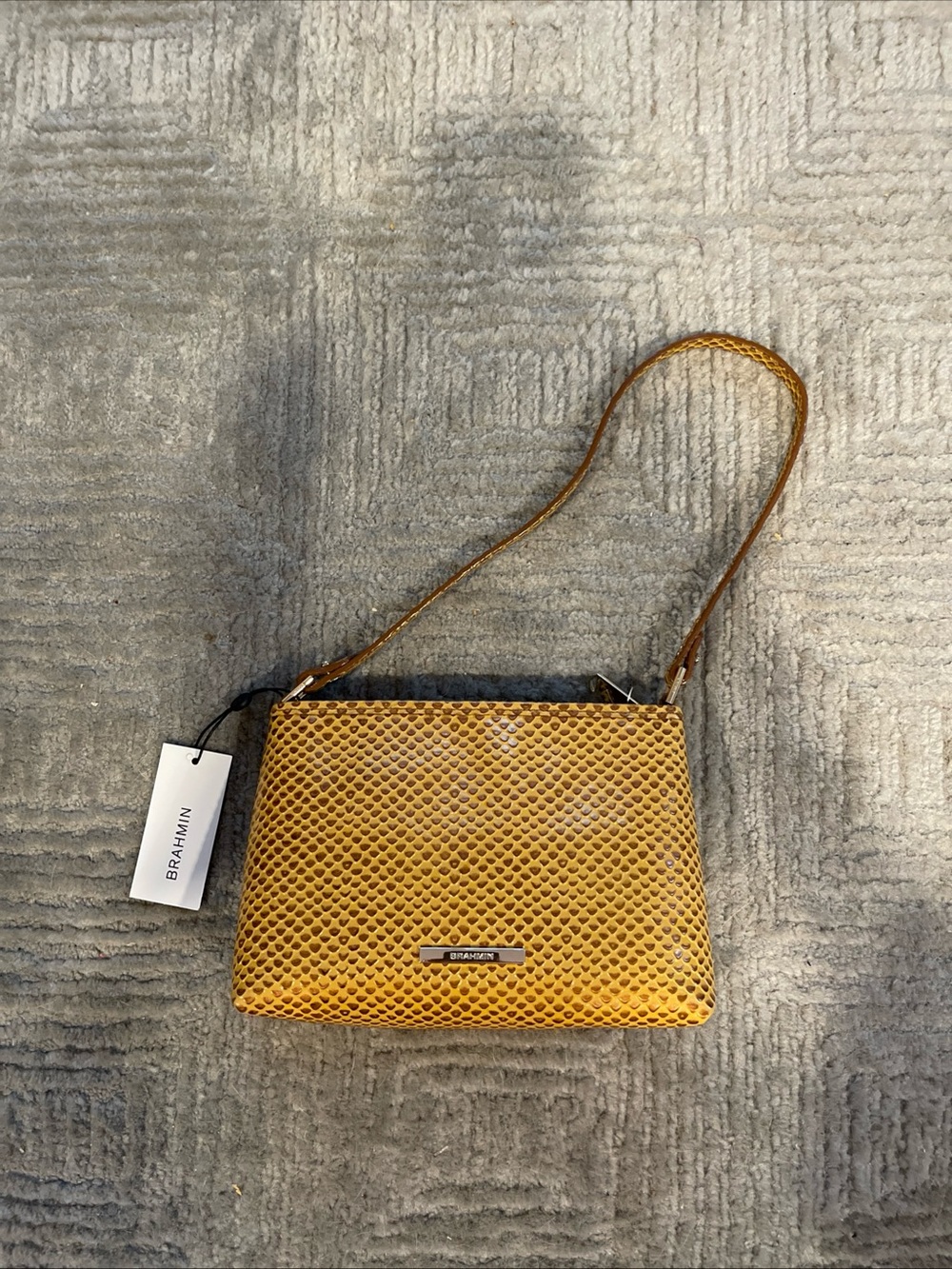 Brahmin Lorelei Mustard Yellow Textured Shoulder Bag NWT
